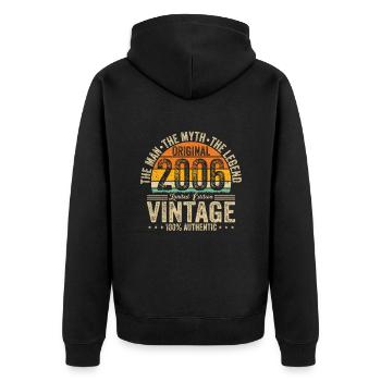Legendary since 2006 - Unisex Premium Organic Zip Hoodie - black - Back - Nico (187cm)