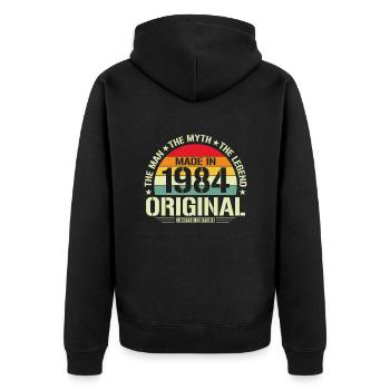 Legendary 1984 - Unisex Premium Organic Zip Hoodie - black - Back - Nico (187cm)