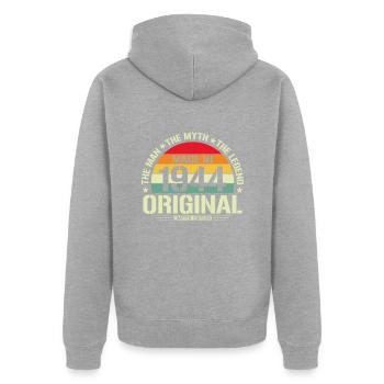 Klassiker 1944 - Unisex Premium Bio Zip Hoodie - Grau meliert - Hinten - Nico (187cm)