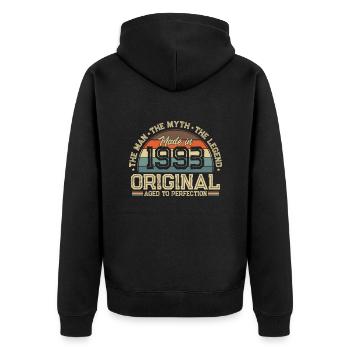 Legendary 1993 Birthday - Unisex Premium Organic Zip Hoodie - black - Back - Nico (187cm)