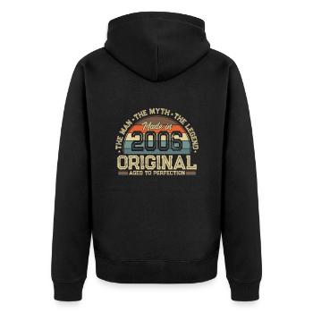 Legendärer Jahrgang '06 - Unisex Premium Bio Zip Hoodie - Schwarz - Hinten - Nico (187cm)