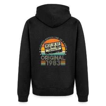 1983 - Millésime Anniversaire - Veste à capuche bio Premium Unisexe - noir - Dos - Nico (187cm)