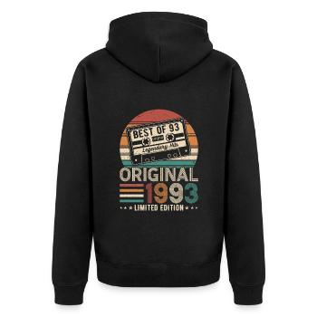1993 Birthday - Unisex Premium Organic Zip Hoodie - black - Back - Nico (187cm)