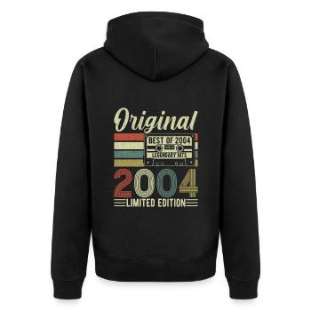 2004 - Vintage Birthday - Unisex Premium Organic Zip Hoodie - black - Back - Nico (187cm)