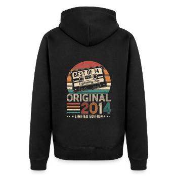 2014 vintage - Unisex Premium Organic Zip Hoodie - black - Back - Nico (187cm)