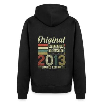 2013 - Vintage 10th Birthday - Unisex Premium Organic Zip Hoodie - black - Back - Nico (187cm)