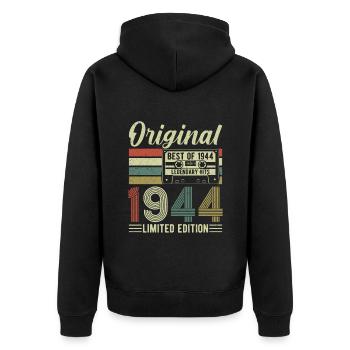 1944 Birthday - Unisex Premium Organic Zip Hoodie - black - Back - Nico (187cm)