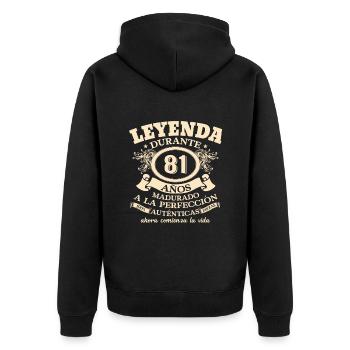 81st Birthday: Vintage Legend 1942 - Unisex Premium Organic Zip Hoodie - black - Back - Nico (187cm)