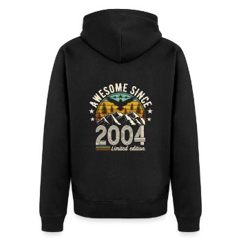 Légendaire 2004 - Chemise d’anniversaire unique - Veste à capuche bio Premium Unisexe - noir - Dos - Nico (187cm)