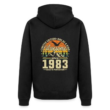 Millésime 1983 - Veste à capuche bio Premium Unisexe - noir - Dos - Nico (187cm)