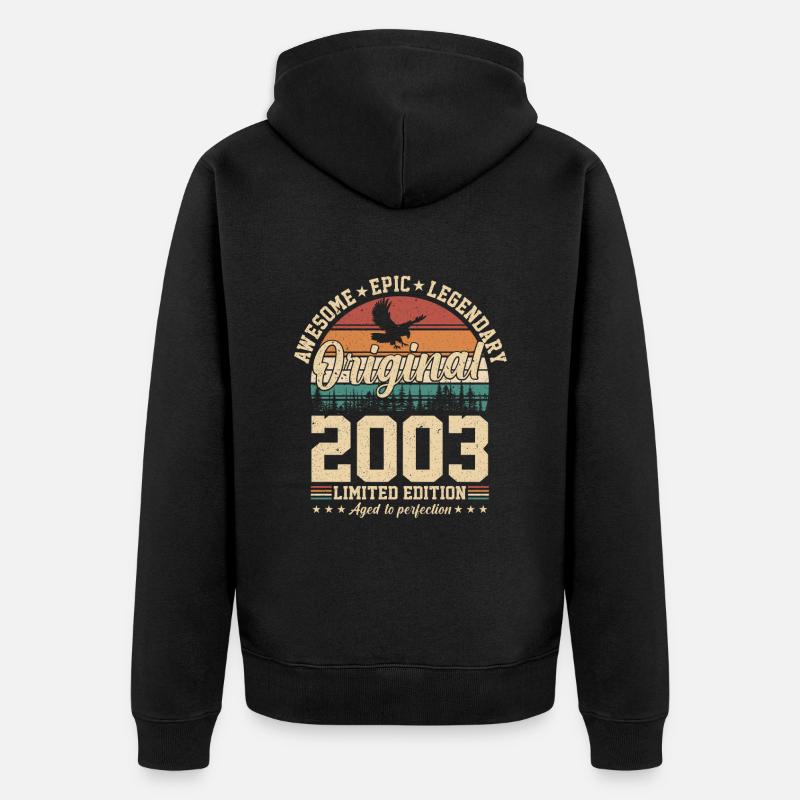 Millésime 2003 Anniversaire - Veste à capuche bio Premium Unisexe - noir