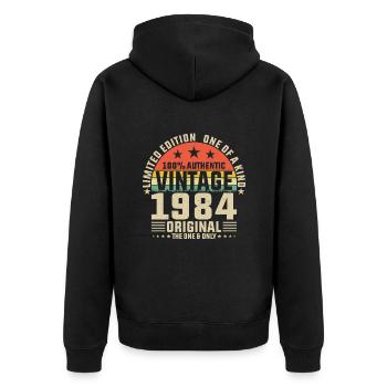 1984 Birthday - Unisex Premium Organic Zip Hoodie - black - Back - Nico (187cm)