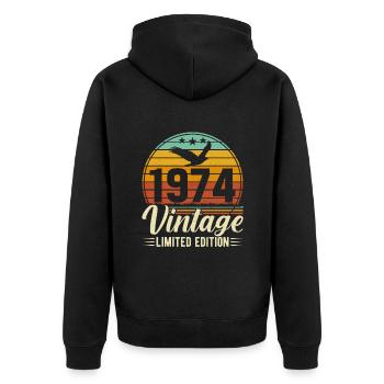 50e anniversaire 1974 Chemise - Veste à capuche bio Premium Unisexe - noir - Dos - Nico (187cm)