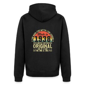Vintage 1938 Birthday - Legendary 86th Vintage - Unisex Premium Organic Zip Hoodie - black - Back - Nico (187cm)