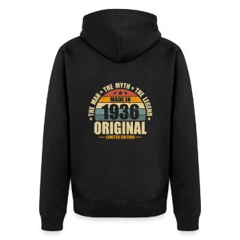 Millésime 1936 : légendaire cadeau d’anniversaire 88e - Veste à capuche bio Premium Unisexe - noir - Dos - Nico (187cm)