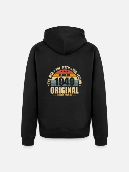 1949 Birthday - Unisex Premium Organic Zip Hoodie - black