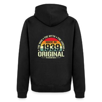 Vintage 1939 - Legendärer 85. Geburtstag - Unisex Premium Bio Zip Hoodie - Schwarz - Hinten - Nico (187cm)