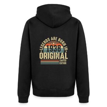 1938 Birthday Shirt - Legendary Retro Look - Unisex Premium Organic Zip Hoodie - black - Back - Nico (187cm)