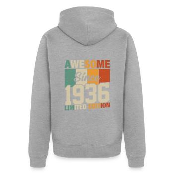 1936 - Timeless vintage - Unisex Premium Organic Zip Hoodie - heather grey - Back - Nico (187cm)