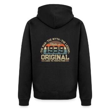 1939: Vintage Legende zum 85. Geburtstag - Unisex Premium Bio Zip Hoodie - Schwarz - Hinten - Nico (187cm)