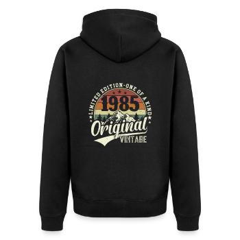 Stilvoller 1985 Geburtstag - Zeitlose Retro-Feier - Unisex Premium Bio Zip Hoodie - Schwarz - Hinten - Nico (187cm)