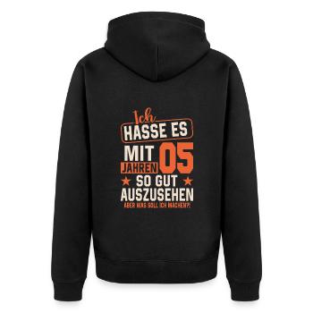 Vintage 2019 - Zeitlose Geburtstagsgeschenke - Unisex Premium Bio Zip Hoodie - Schwarz - Hinten - Nico (187cm)
