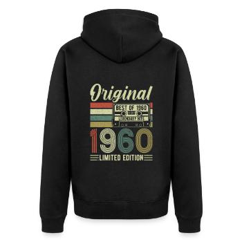 1960 - Une année légendaire - Veste à capuche bio Premium Unisexe - noir - Dos - Nico (187cm)