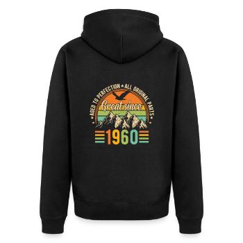 1960 - Un millésime légendaire - Veste à capuche bio Premium Unisexe - noir - Dos - Nico (187cm)