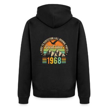 1968 : Joie d’anniversaire rétro intemporelle - Veste à capuche bio Premium Unisexe - noir - Dos - Nico (187cm)