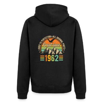 1962 - Une année légendaire - Veste à capuche bio Premium Unisexe - noir - Dos - Nico (187cm)