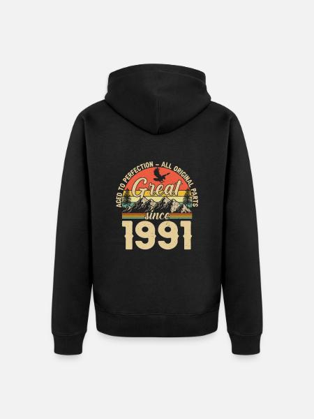 1991 - Un millésime Millésime - Veste à capuche bio Premium Unisexe - noir