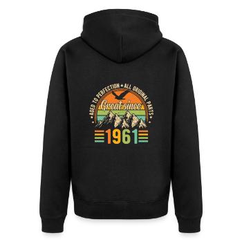 1961 - Une année légendaire - Veste à capuche bio Premium Unisexe - noir - Dos - Nico (187cm)