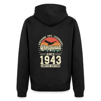 1943 : Intemporellement légendaire - Veste à capuche bio Premium Unisexe - noir - Dos - Nico (187cm)