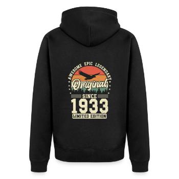 1933 : Intemporellement légendaire - Veste à capuche bio Premium Unisexe - noir - Dos - Nico (187cm)
