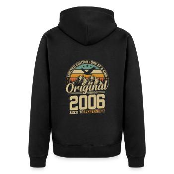 Millésime 2006 Anniversaire - Veste à capuche bio Premium Unisexe - noir - Dos - Nico (187cm)