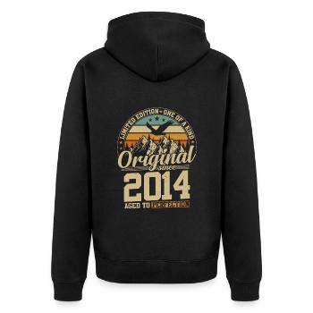 10 ans Vintage Anniversaire 2014 - Veste à capuche bio Premium Unisexe - noir - Dos - Nico (187cm)
