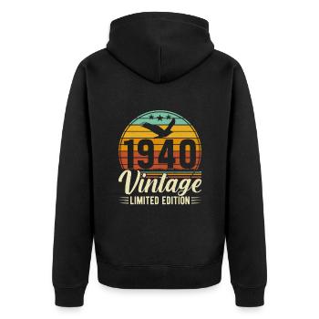 Vintage 84th Birthday Retro Gift 1940's - Unisex Premium Organic Zip Hoodie - black - Back - Nico (187cm)