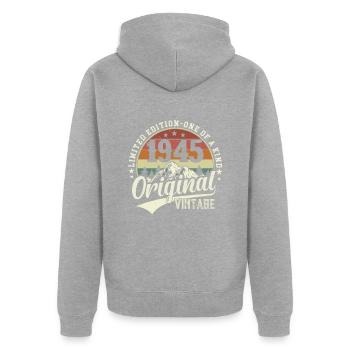Geburtstag 79 Vintage Retro 1945 - Unisex Premium Bio Zip Hoodie - Grau meliert - Hinten - Nico (187cm)
