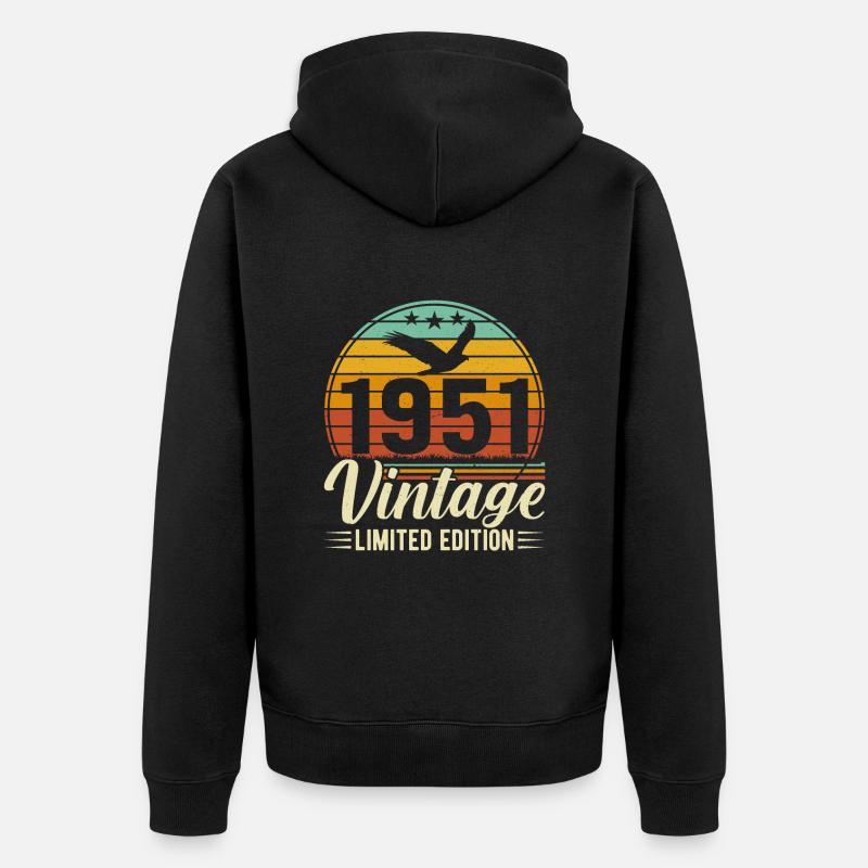 Millésime 1951 Anniversaire - Veste à capuche bio Premium Unisexe - noir