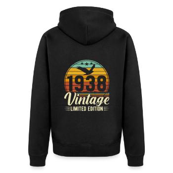 Legendary 86th Birthday Retro Style 1938 - Unisex Premium Organic Zip Hoodie - black - Back - Nico (187cm)