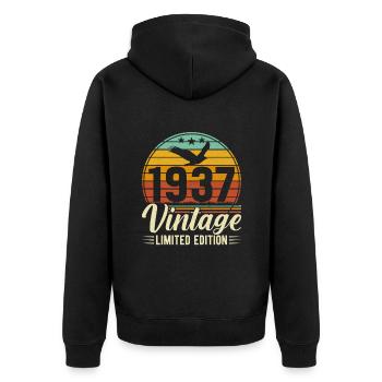 Vintage 87e anniversaire rétro Style cadeau 1937 - Veste à capuche bio Premium Unisexe - noir - Dos - Nico (187cm)