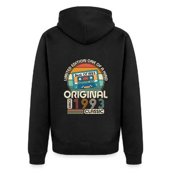 Millésime 1993 Anniversaire - Veste à capuche bio Premium Unisexe - noir - Dos - Nico (187cm)