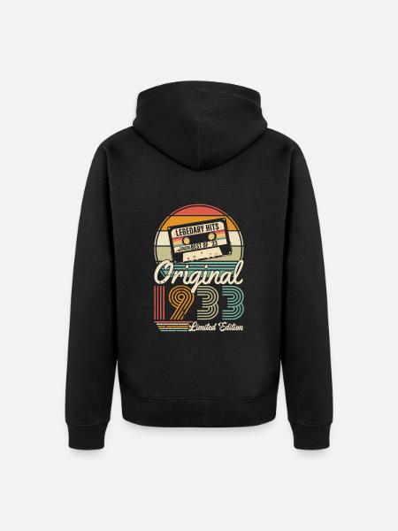 Retro Birthday 1933 - Unisex Premium Organic Zip Hoodie - black