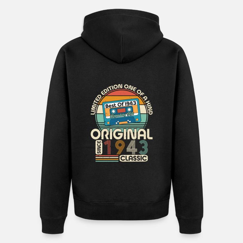 Millésime 80e anniversaire 1943 - Veste à capuche bio Premium Unisexe - noir