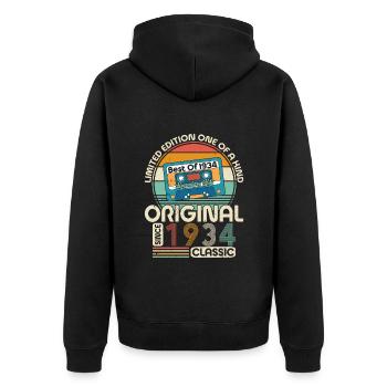 Birthday Vintage 1934 Retro - Unisex Premium Organic Zip Hoodie - black - Back - Nico (187cm)