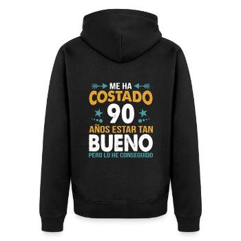 90. Geburtstag Vintage Retro - Originelles Geschenk - Unisex Premium Bio Zip Hoodie - Schwarz - Hinten - Nico (187cm)