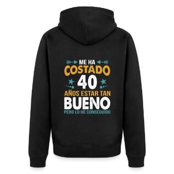 Célébration du 40e anniversaire Vintage - Veste à capuche bio Premium Unisexe - noir - Dos - Nico (187cm)