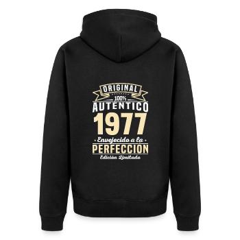 Cumpleaños Vintage 1977 - Unisex Premium Organic Zip Hoodie - black - Back - Nico (187cm)