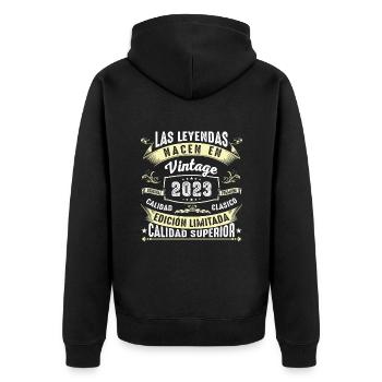 Anniversaire Millésime 2023 - Veste à capuche bio Premium Unisexe - noir - Dos - Nico (187cm)