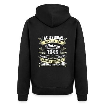 79th Birthday Vintage 1945 - Unisex Premium Organic Zip Hoodie - black - Back - Nico (187cm)